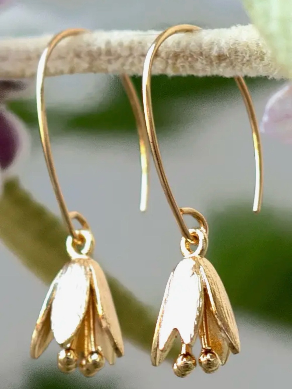 Peter and June Gold Tulip Drop Earrings